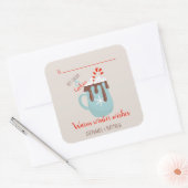 Hete chocolade en Marshmallows Vierkante Sticker (Envelop)