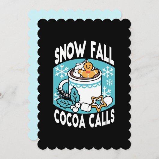 Hete Chocolade en Winter Charme - Sneeuwval Chocol Kaart (Voorkant / Achterkant)