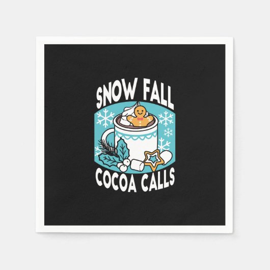 Hete Chocolade en Winter Charme - Sneeuwval Chocol Servet (Voorkant)