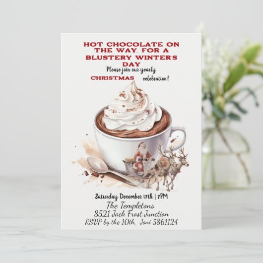 Hete Chocolade & Kerstman, Rendieren Kaart (Staand voorkant)