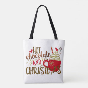 Hete Chocolade & Kerstvakantie Glitter Schittering Draagtas