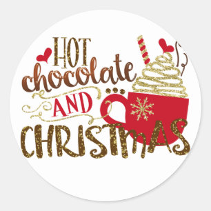 Hete Chocolade & Kerstvakantie Glitter Schittering Ronde Sticker