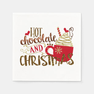 Hete Chocolade & Kerstvakantie Glitter Schittering Servet