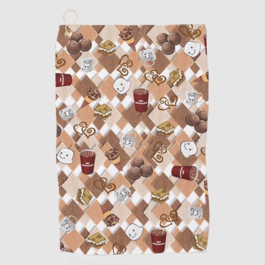 Hete Chocolade Marshmallow Golfhanddoek (Voorkant)