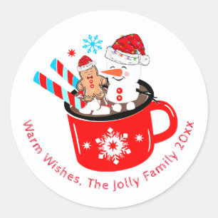 Hete Chocolade Schattige Gingerbread Christmas Ronde Sticker