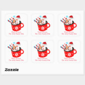Hete Chocolade Schattige Gingerbread Christmas Vierkante Sticker (Vel)
