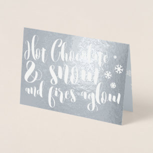 Hete Chocolade & Sneeuwrijm Typografie Ontwerp Folie Kaarten