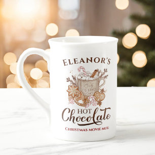 Hete Chocoladenaam Beige Bone China Kerst Mok