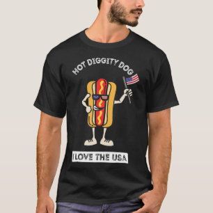 Hete Diggity Dog 4 juli Patriottische BBQ Picknick T-shirt