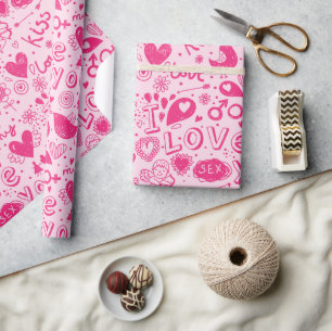 Hete en Zachte Roze Patroon Romantic Wrapping Pape Cadeaupapier