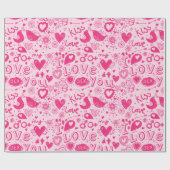 Hete en Zachte Roze Patroon Romantic Wrapping Pape Cadeaupapier (Vlak)