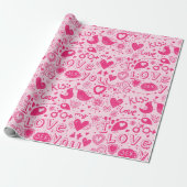 Hete en Zachte Roze Patroon Romantic Wrapping Pape Cadeaupapier (Uitgerold)