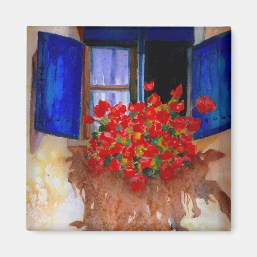 Hete Geraniums voor een koele koelkast Magneet (Voorkant)