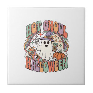 Hete Ghoul Halloween Geest Heksenhoed Skateboard Tegeltje