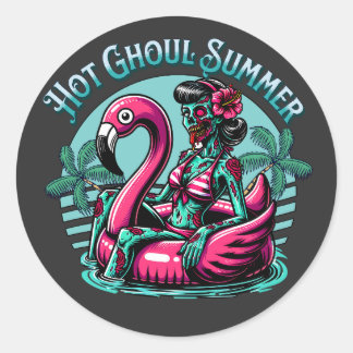 Hete ghoul zomer ronde sticker