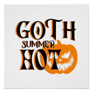 Hete Goth Zomer-Horror Lachende Pompoen Perfect Poster