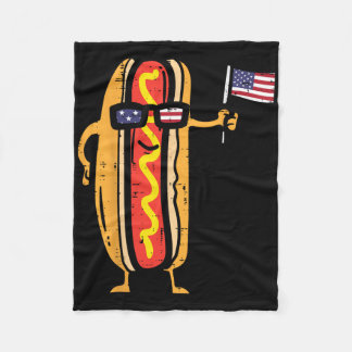 Hete Hond Amerikaanse Vlag VS Grappig 4 Juli Fleece Deken