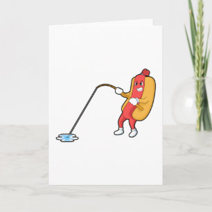 Hete hond bij vissen met hengel kaart