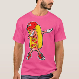 Hete hond Dabbel T shirt Funny Meme Hotdog Merica