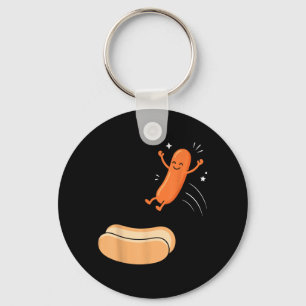 hete hond duik grappige worst spring in broodje BB Sleutelhanger