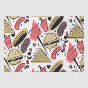 Hete-hond Hamburger Doodle BBQ Verjaardag Patroon Tissuepapier