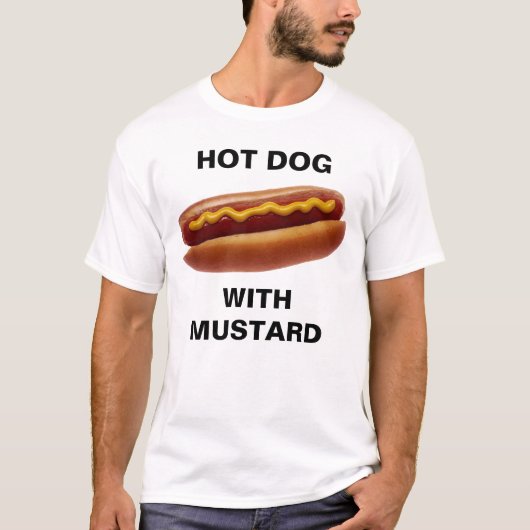 Hete hond met mosterd t-shirt (Voorkant)