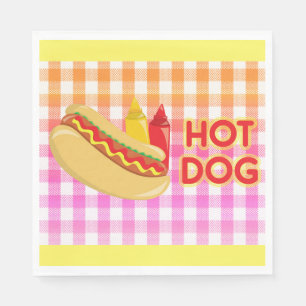 Hete hond op Gingham Picnic Tablecloth w/ Conditio Servet