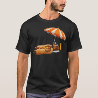 Hete Hond Op Strand Dachshund Zomer Wiener T-shirt