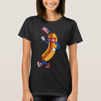 Hete hond Solitaire Amerikaanse vlag VS Grappig 4  T-shirt