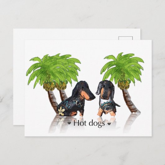 Hete honden briefkaart (Voorkant / Achterkant)