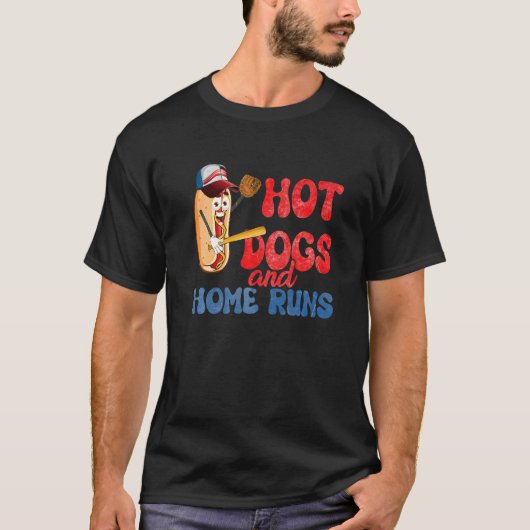 Hete honden en Home Runnen Hotdog Baseball Touchdo T-shirt (Voorkant)