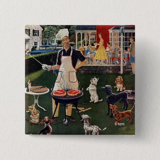 Hete honden vierkante button 5,1 cm (Voorkant)