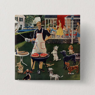 Hete honden vierkante button 5,1 cm