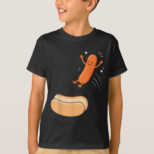 Hete Hondenduik Komische Worst Springt In Broodje T-shirt