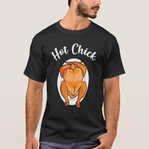 Hete Kip Bruine Verbrande Kip Met Bikini Zonnebran T-shirt