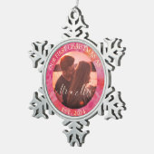 Hete kleur eerste kerst meneer en mevrouw. tin sneeuwvlok ornament (Rechts)