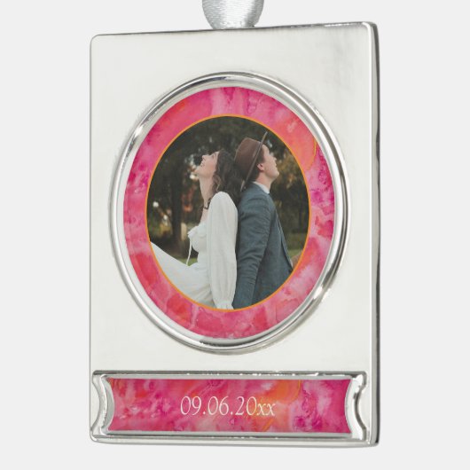 Hete kleur romantische bruiloft verzilverd banner ornament (Links)