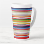 Hete kleurrijke strepen latte mok (Rechterhoek)