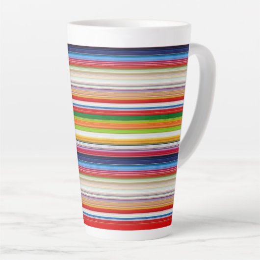 Hete kleurrijke strepen latte mok (Rechterhoek)
