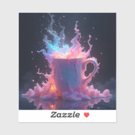 Hete koffie uitbarsting in pastel sticker