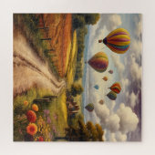 Hete lucht ballonvaren over het platteland legpuzzel (Horizontaal)