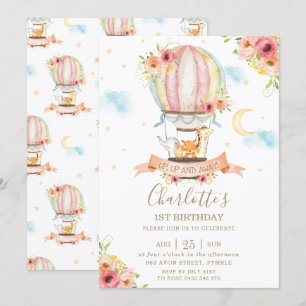 Hete Luchtballon 1e Verjaardag Oerwoud Dieren Meis Kaart