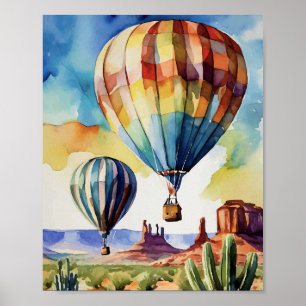 Hete luchtballon Albuquerque-Waterverf Poster