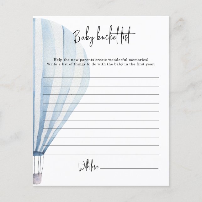 Hete luchtballon - Baby bucket list (Voorkant)