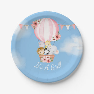 Hete Luchtballon Baby Meisje Douche Papier Bord