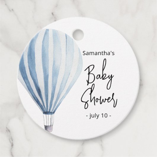 Hete luchtballon - baby shower bedankjes labels (Voorkant)