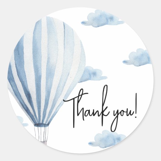 Hete luchtballon baby shower dank u ronde sticker (Voorkant)
