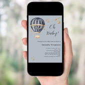 Hete luchtballon blauw jongetje sterren Baby showe Kaart