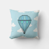 Hete Luchtballon Blauwe Hemel met Wolken Kussen (Voorkant)