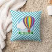 Hete Luchtballon; Blauwe & Witte Strepen Kussen (Deken)